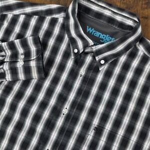 Wrangler‎ 20x Competition Men's Long Sleeve Button Down Shirt Black White XXL